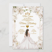 Elegant Ivoor Wit Bloemen Spaans Meisje Mis Quince Kaart (Voorkant)