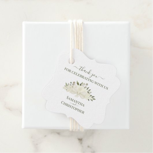 Elegant Ivoor Wit Boho Rozen Bruiloft Dank u Bedankjes Labels (In situ)