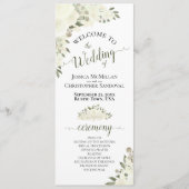 Elegant Ivoor Wit Boho Waterverf Bloemen Bruiloft Programmakaart (Voorkant)
