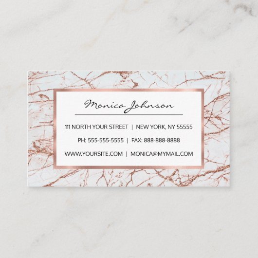 Elegant ivoor, wit faux roos goud glitter marmer aanbevelingskaartje (Achterkant)