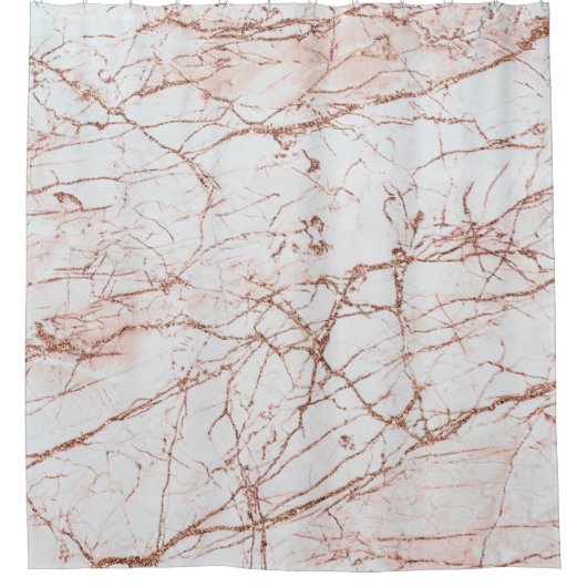 Elegant ivoor, wit faux roos goud glitter marmer douchegordijn (Voorkant)