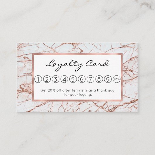 Elegant ivoor, wit faux roos goud glitter marmer klantenkaartje (Voorkant)