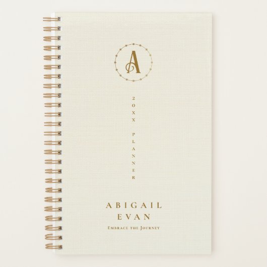 Elegant ivoor wit glitter goud wekelijks niet geda planner (Voorkant)