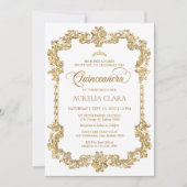  Elegant Ivoor Wit Goud Tiara Quinceanera Kaart (Voorkant)