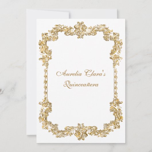  Elegant Ivoor Wit Goud Tiara Quinceanera Kaart (Achterkant)