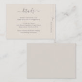 Elegant Ivoor Wit Hout Graan Wedding Hotel Detail Informatiekaartje (Voorkant / Achterkant)