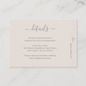 Elegant Ivoor Wit Hout Graan Wedding Hotel Detail Informatiekaartje (Voorkant)