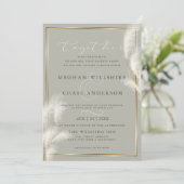 Elegant Ivoor Wit Pampas Grass Bord Sage 2 Kaart (Staand voorkant)