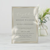 Elegant Ivoor Wit Pampas Grass Bord Salie Kaart (Staand voorkant)