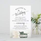 Elegant Ivoor Wit Rose Budget Huwelijksprogramma (Staand voorkant)