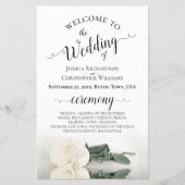 Elegant Ivoor Wit Rose Budget Huwelijksprogramma (Voorkant)