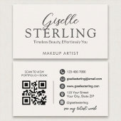 Elegant ivoor wit script moderne QR-code Visitekaartje