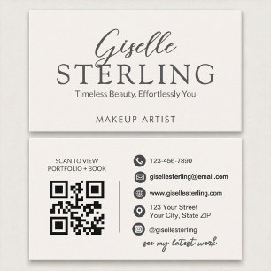 Elegant ivoor wit script moderne QR-code Visitekaartje