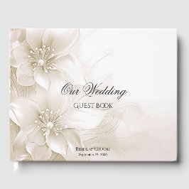Elegant Ivoor Witte Bloemen Gastboek Gastenboek