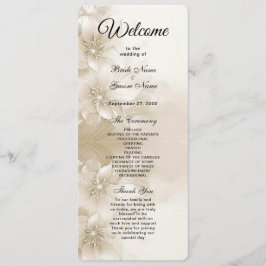 Elegant Ivoor Witte Bloemen Huwelijksprogramma Programmakaart