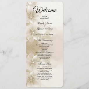 Elegant Ivoor Witte Bloemen Huwelijksprogramma Programmakaart