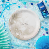 Elegant ivoor witte bloemen papier Bord (Feest)
