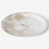 Elegant ivoor witte bloemen papier Bord (Gekanteld)