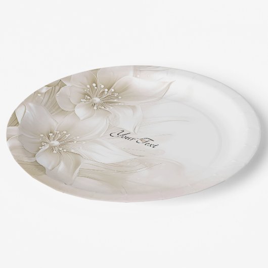 Elegant ivoor witte bloemen papier Bord (Gekanteld)