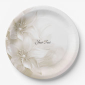 Elegant ivoor witte bloemen papier Bord (Voorkant)