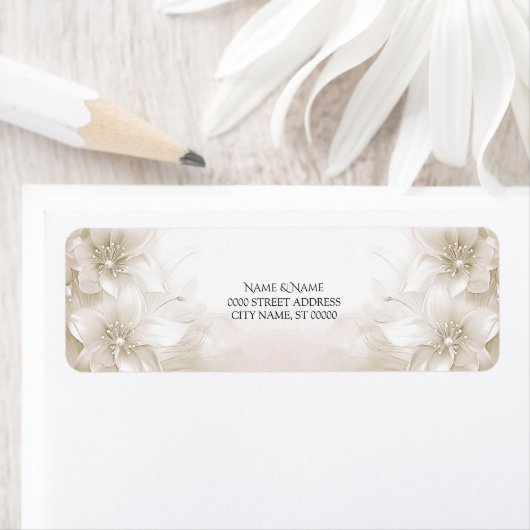 Elegant ivoor witte bloemen retour adreslabel etiket (Insitu)
