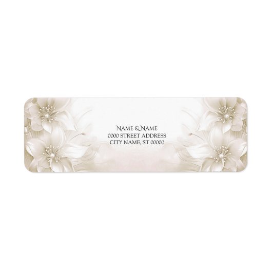 Elegant ivoor witte bloemen retour adreslabel etiket (Voorkant)