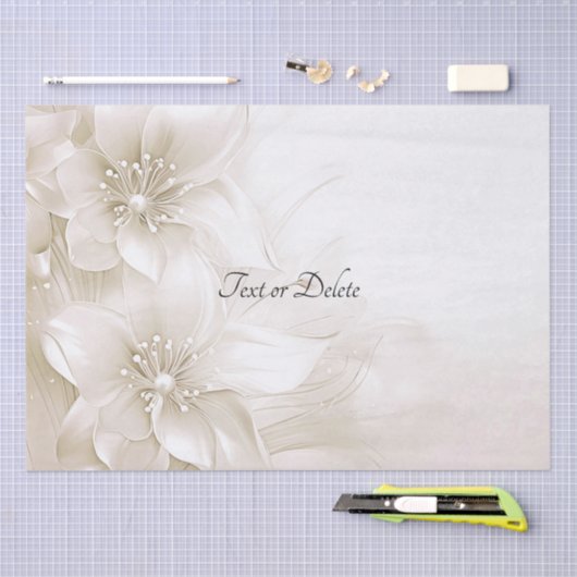 Elegant ivoor witte bloemen weefsel papier (Craft)