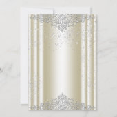 Elegant ivoor zilveren glitter verjaardagsfeestje kaart (Achterkant)