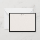Elegant Ivoor Zwarte Rand Monogram Notitiekaartje (Voorkant)