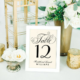 Elegant Ivoor Zwarte Script Monogram Huwelijk Kaart