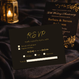Elegant Ivoorgoud 50ste Huwelijksjubileum RSVP Briefkaart