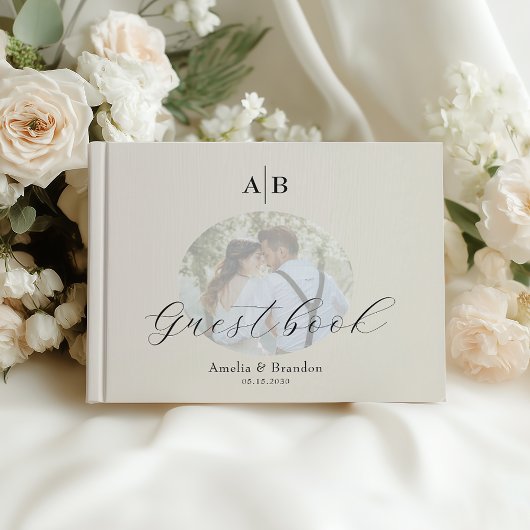 Elegant Ivoren Foto Bruiloft Gastenboek
