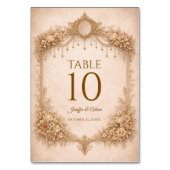 Elegant Ivoren Gotische Trouwtafel Nummer Kaart (Achterkant)