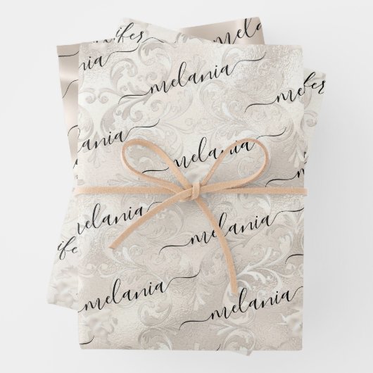 Elegant Ivoren Parel Textuurpatroon Inpakpapier Vel (In situ)