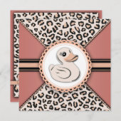 Elegant ivoren perzik rubber eend Baby shower Kaart (Voorkant / Achterkant)