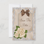 Elegant ivoren Rozen & Bows 60th Save the Date (Voorkant)