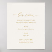 Elegant Ivoren Trouwbar Menu Bord Poster (Voorkant)
