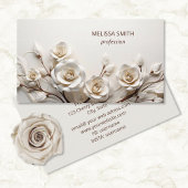 Elegant Ivory 3D Roses Visitekaartje
