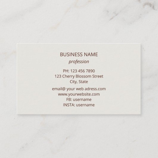 Elegant Ivory 3D Roses Visitekaartje (Achterkant)