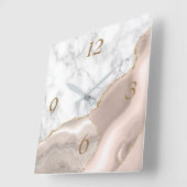 Elegant Ivory Agate Gold Glitter Marble Square Vierkante Klok (Hoek)
