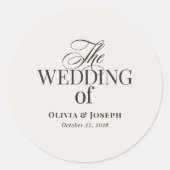 Elegant Ivory and Brown | Luxe Neutral Wedding Ronde Sticker (Voorkant)