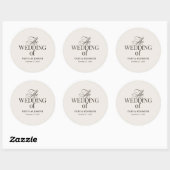 Elegant Ivory and Brown | Luxe Neutral Wedding Ronde Sticker (Vel)