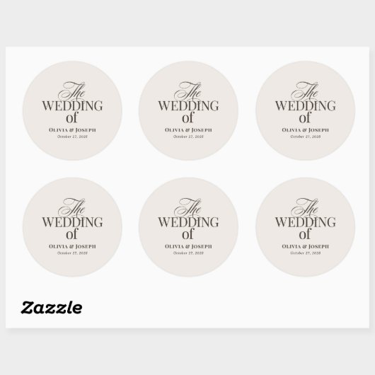 Elegant Ivory and Brown | Luxe Neutral Wedding Ronde Sticker (Vel)