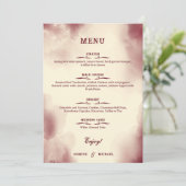 Elegant Ivory and Burgundy Retro Wedding Simple Menu (Staand voorkant)