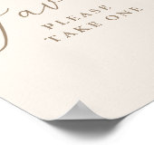 Elegant Ivory and Gold Calligraphy Favors Sign Poster (Hoek)