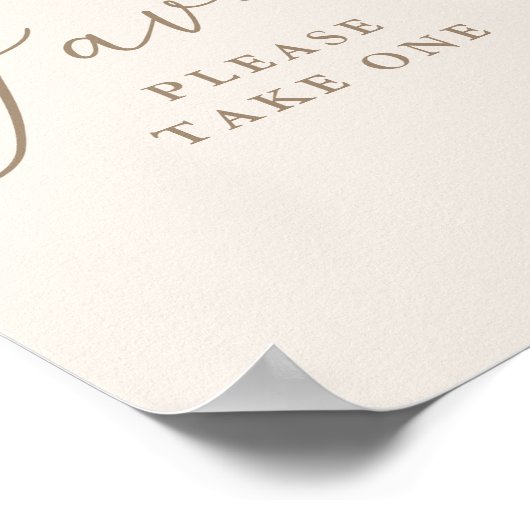 Elegant Ivory and Gold Calligraphy Favors Sign Poster (Hoek)