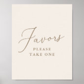 Elegant Ivory and Gold Calligraphy Favors Sign Poster (Voorkant)