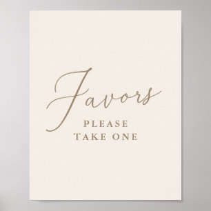 Elegant Ivory and Gold Calligraphy Favors Sign Poster