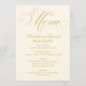 Elegant Ivory and Gold Calligraphy Script Wedding Menu (Voorkant)