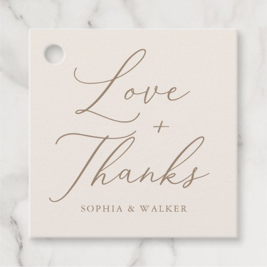 Elegant Ivory and Gold Calligraphy Wedding Bedankjes Labels (Voorkant)